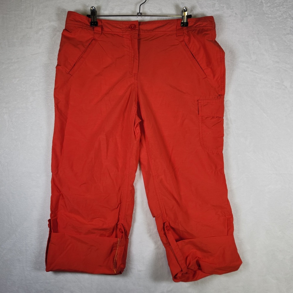 Lands' End Womens Orange Capri Pants Roll Tab Cargo Pockets Size 16P‎